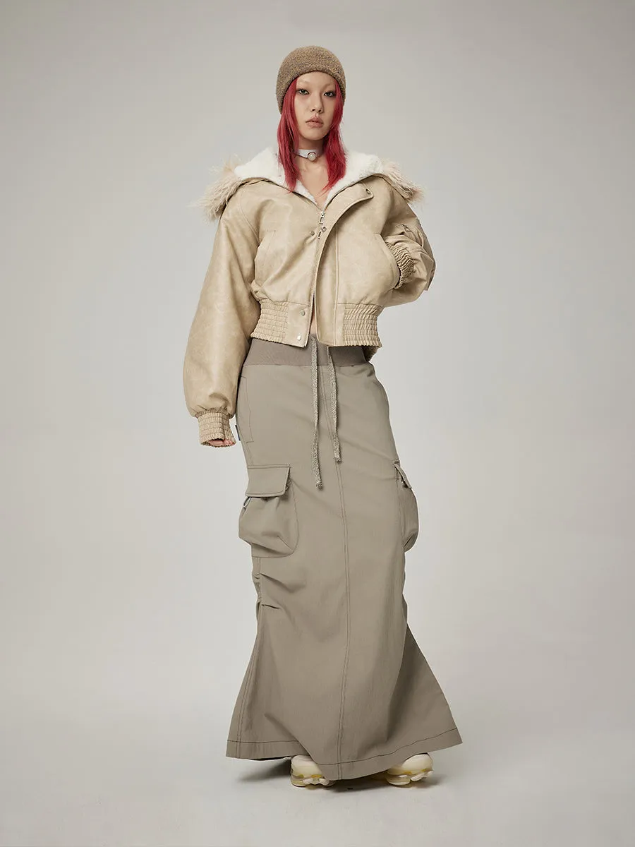 Gather Casual Side-Pocket Long-Skirt