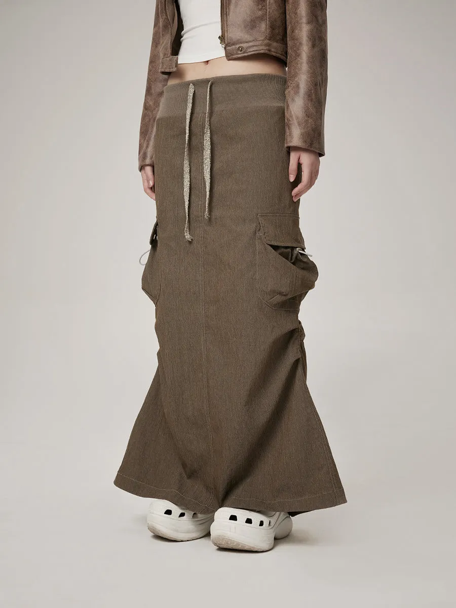 Gather Casual Side-Pocket Long-Skirt