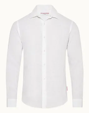 Giles Linen White Tailored-Fit Shirt