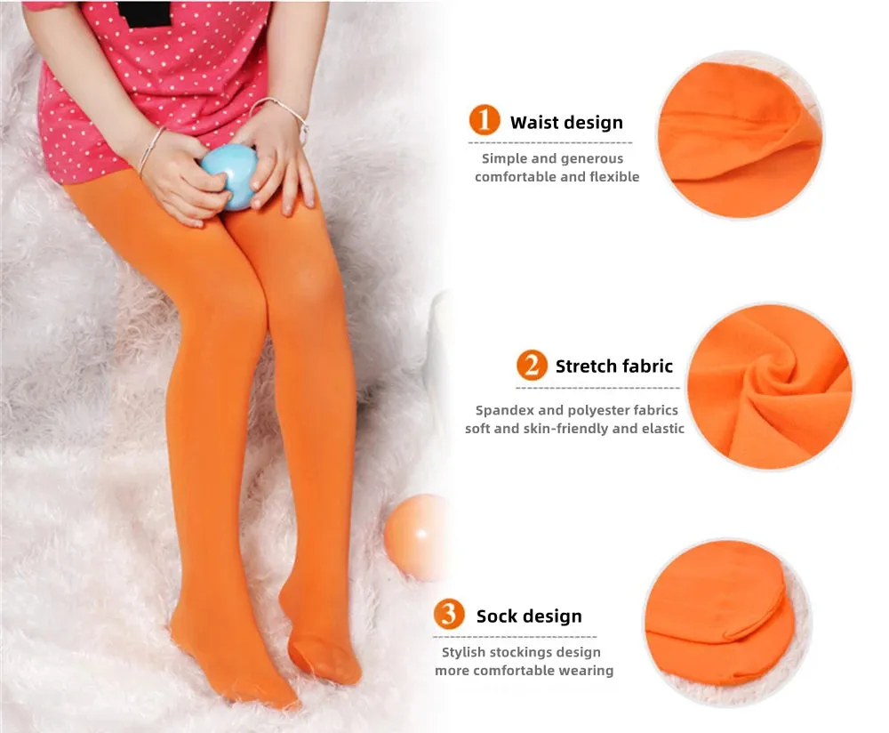 Girls Ballet Dance Tights Candy Colour Velvet Stockings