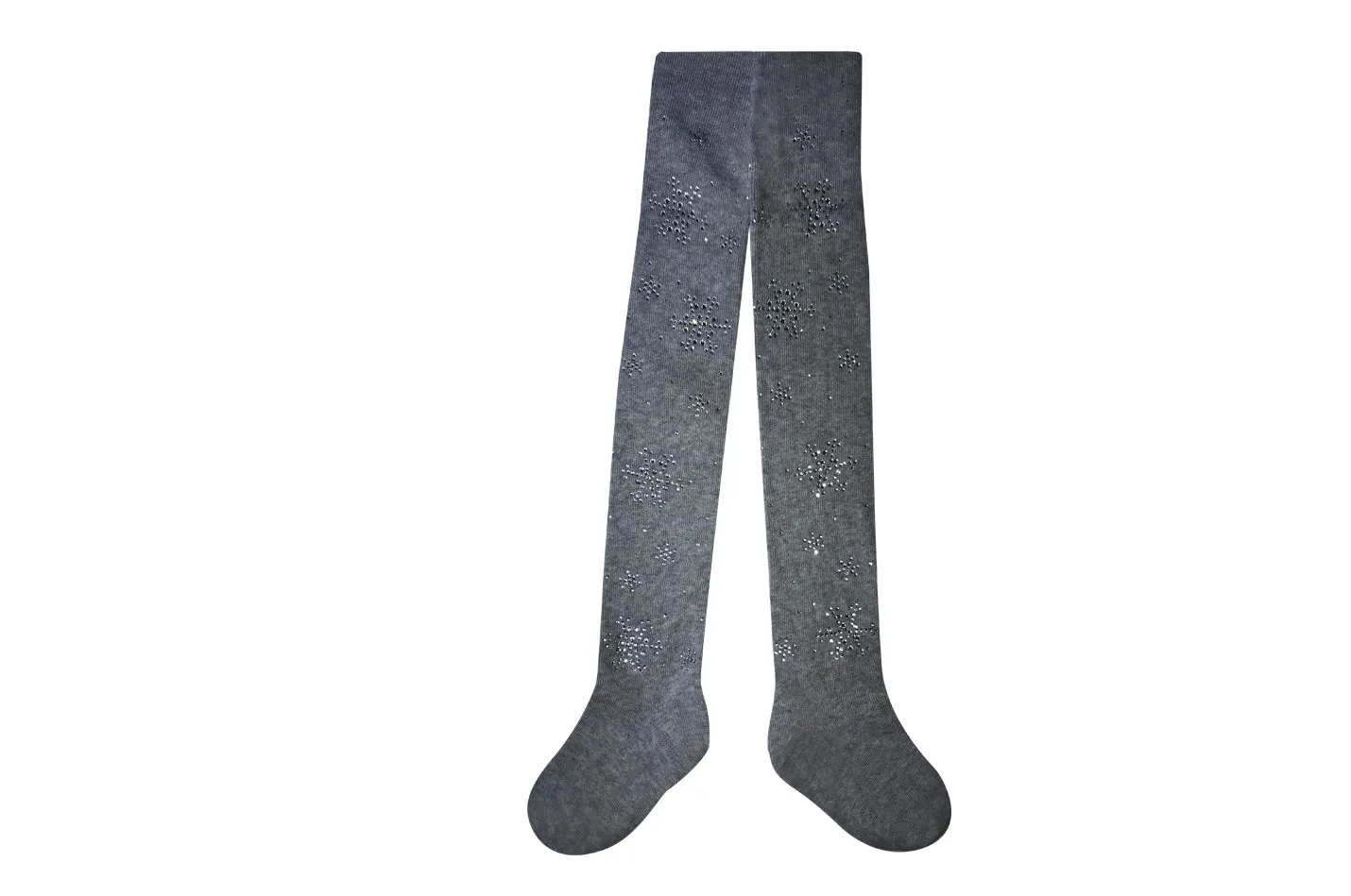 Girl's Cotton Tights - Diamonds Snowflake - Grey