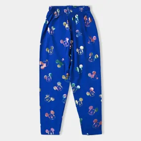 Girls Lycra Jersey Tights Printed Multi Character-Blue