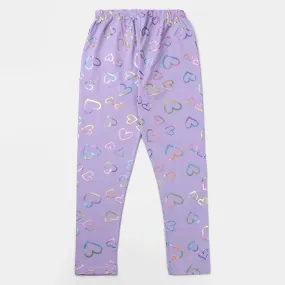 Girls Tights Printed Multi Hearts 2-Purple