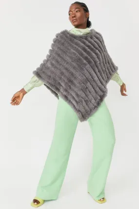 Grey Faux Fur Poncho