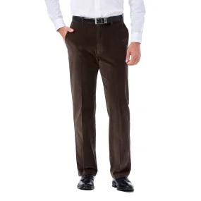 Haggar Mens Classic fit Casual Corduroy Pants 34 / 31 Brown Expandable Waist