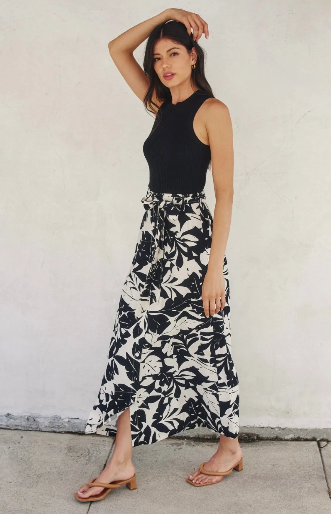 Hidden Palms Belted Maxi Skirt