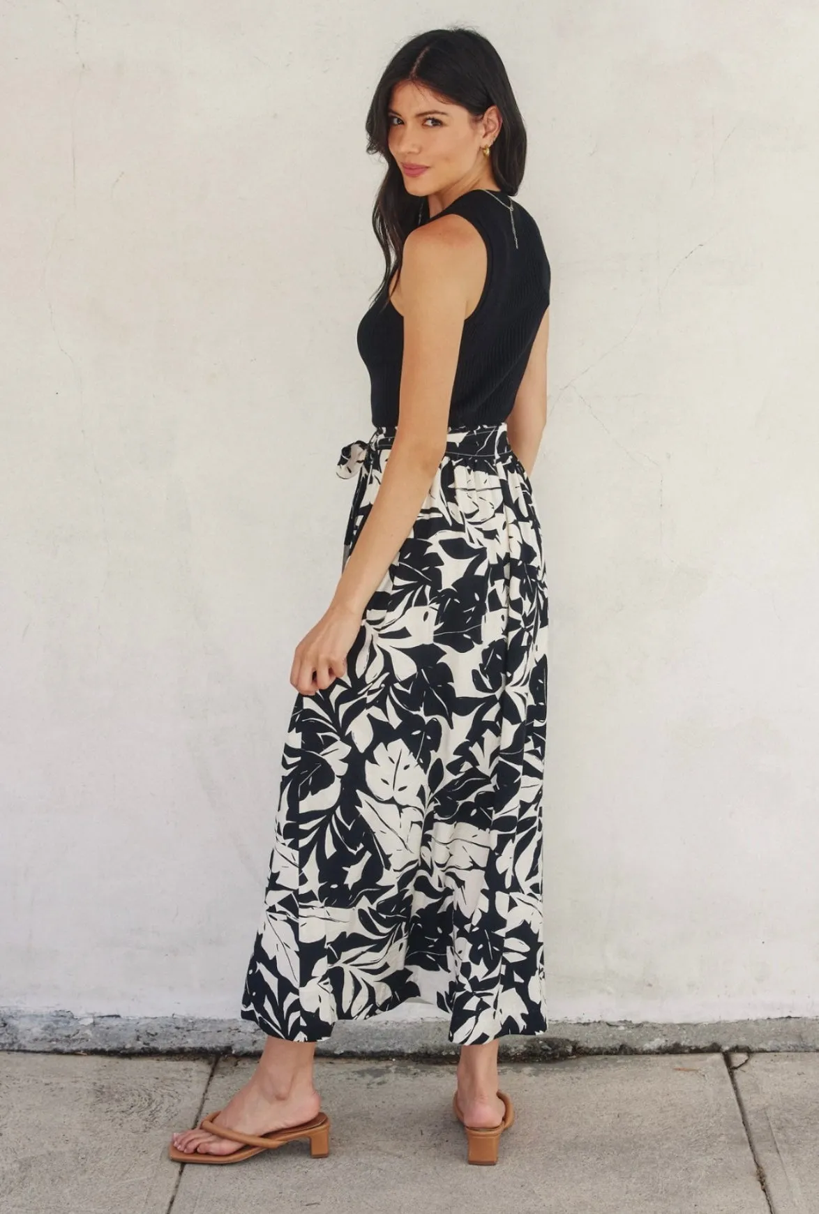 Hidden Palms Belted Maxi Skirt