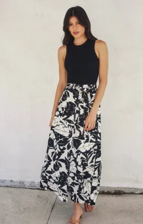 Hidden Palms Belted Maxi Skirt