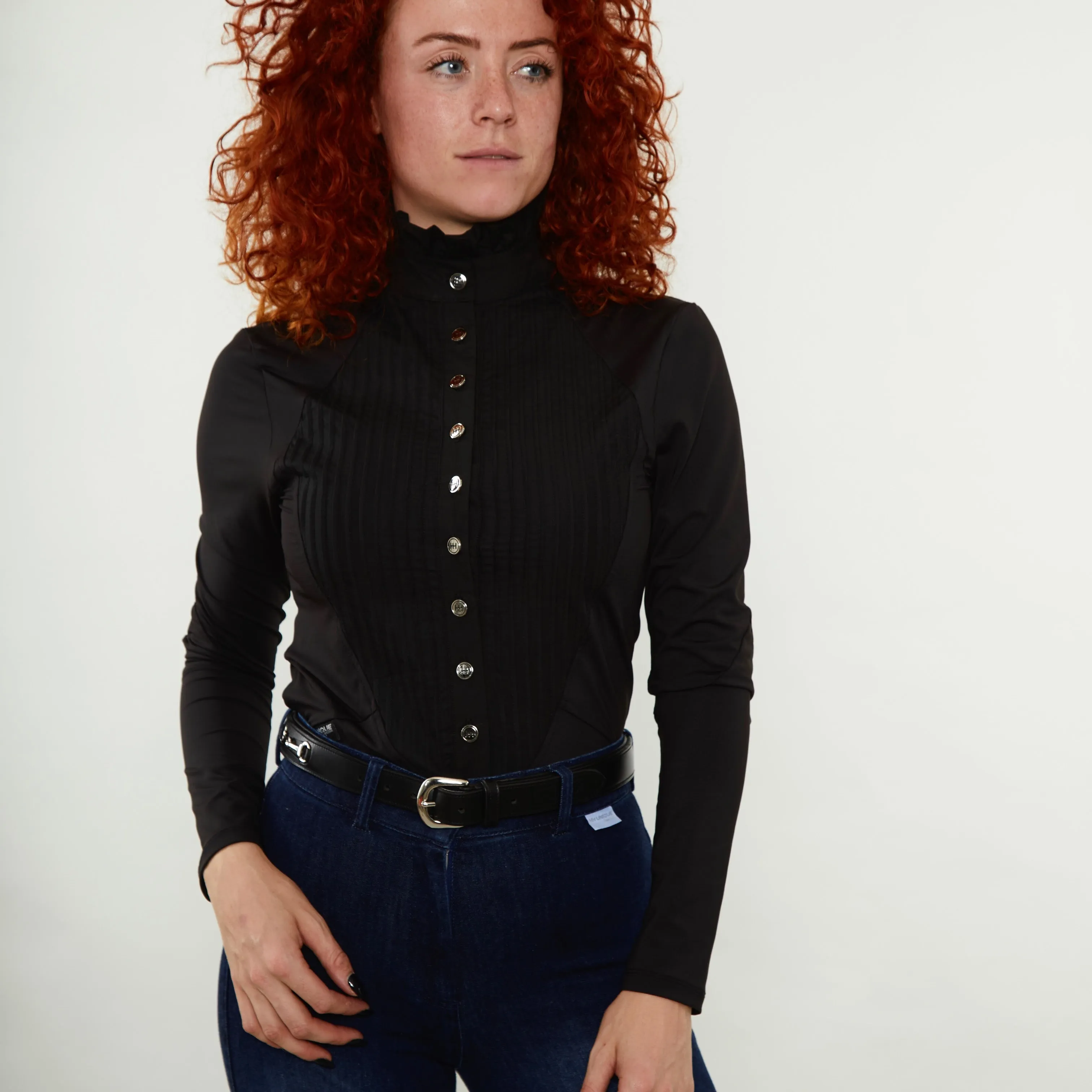 Horzehoods Black Tudor Ruffle Show Shirt