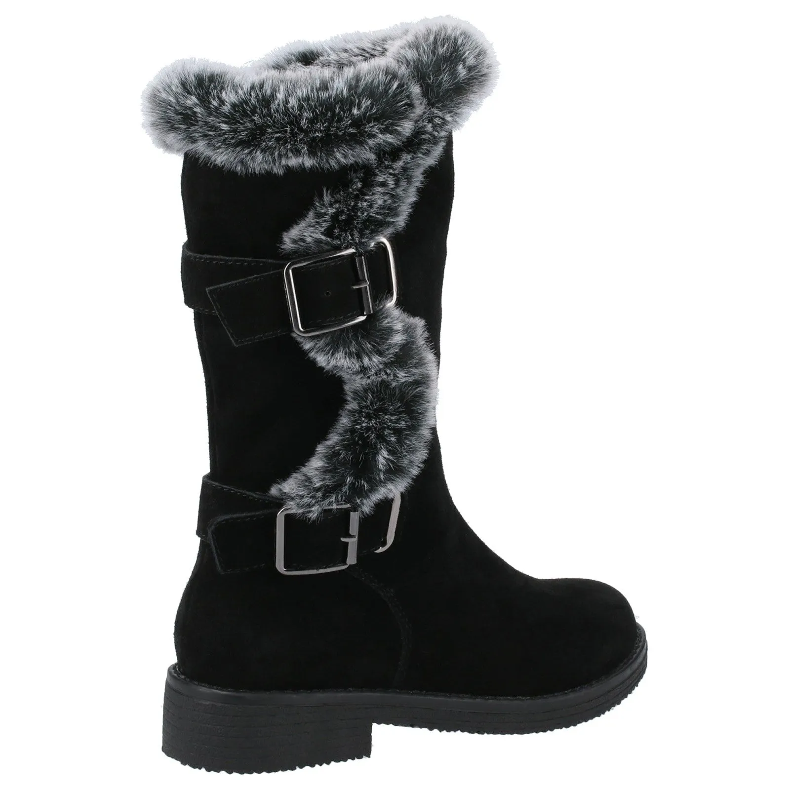 Hush Puppies Womens Megan Suede Mid Boots - Black