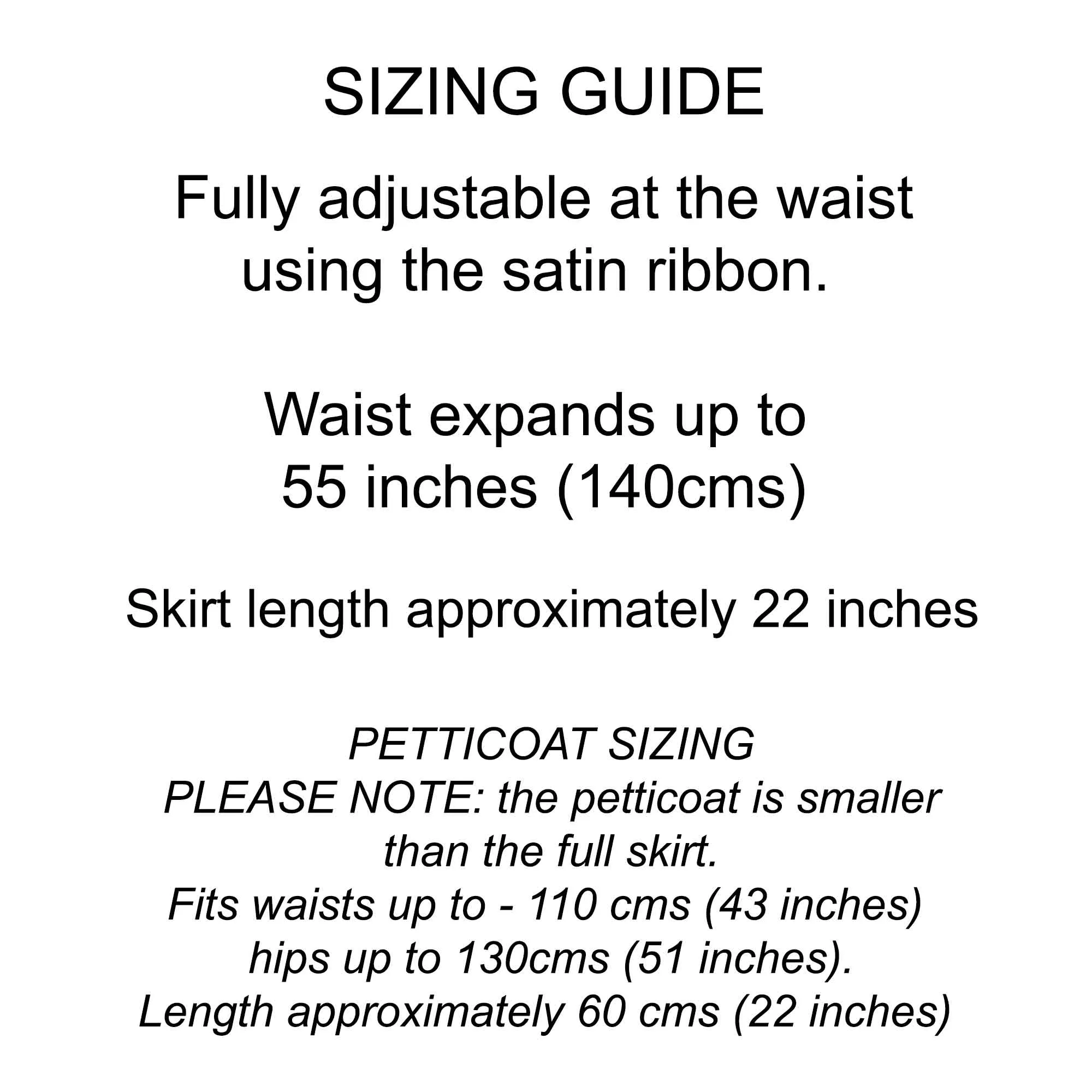 Jane Austen 50's Style Full Skirt - Literary Skirt - Plus Size Adustable