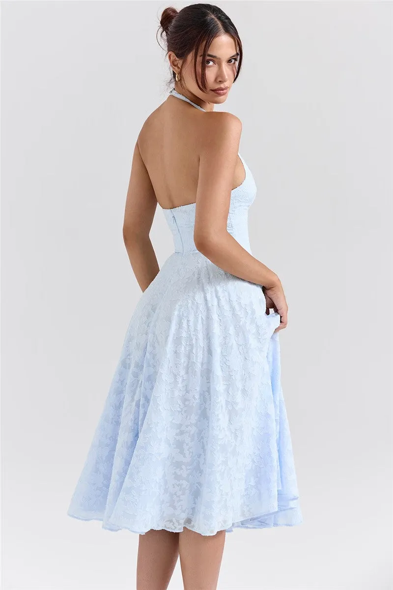 Jenna Woman Deep V Neck Halter Sexy Madi Dress
