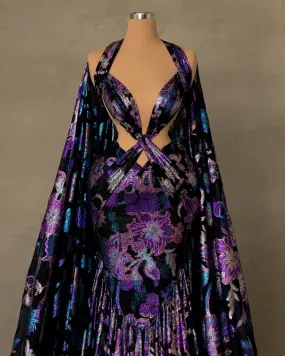 Kloiee Cut-Outs Dress with Back Cape