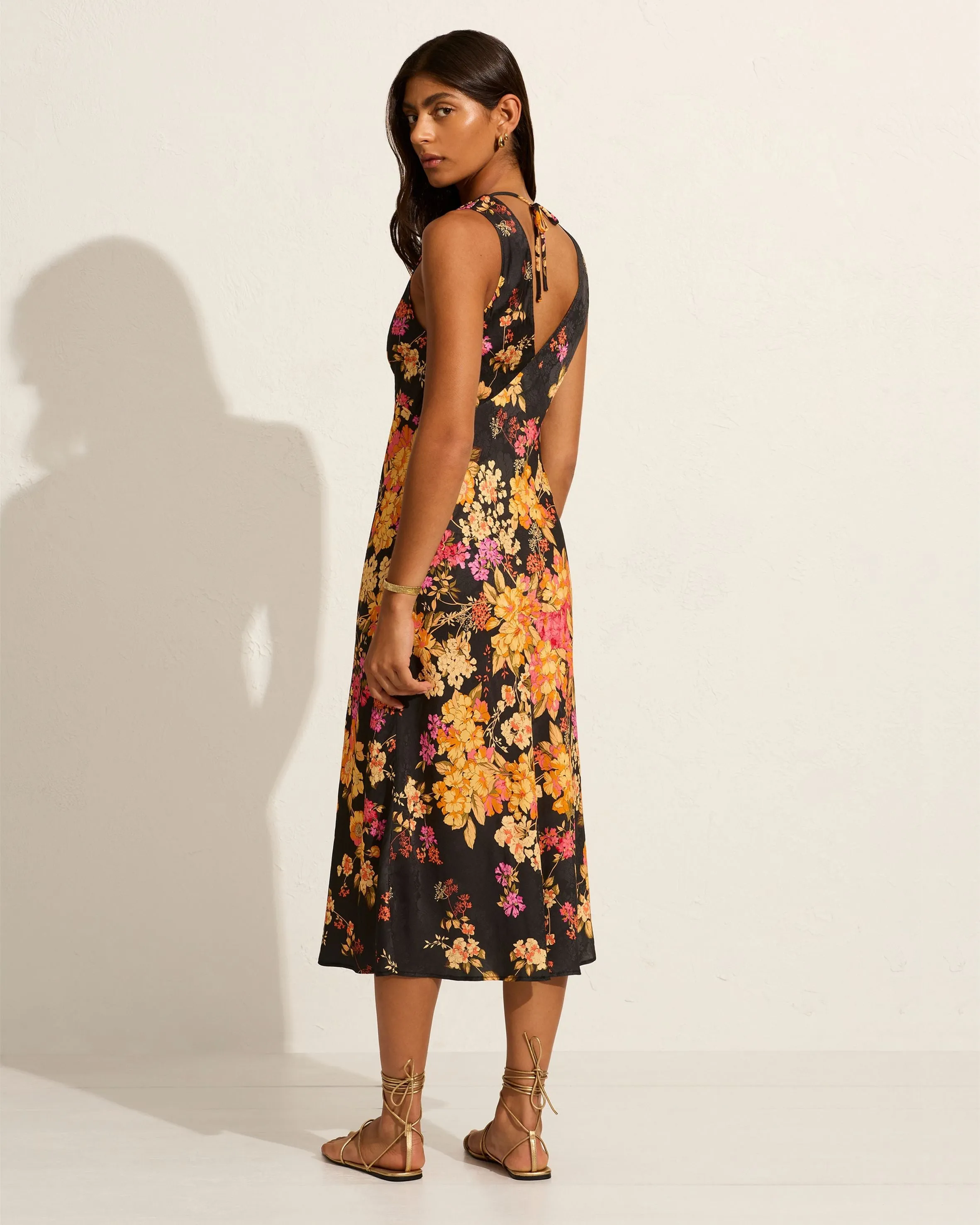Lara Midi Dress - Black Floral