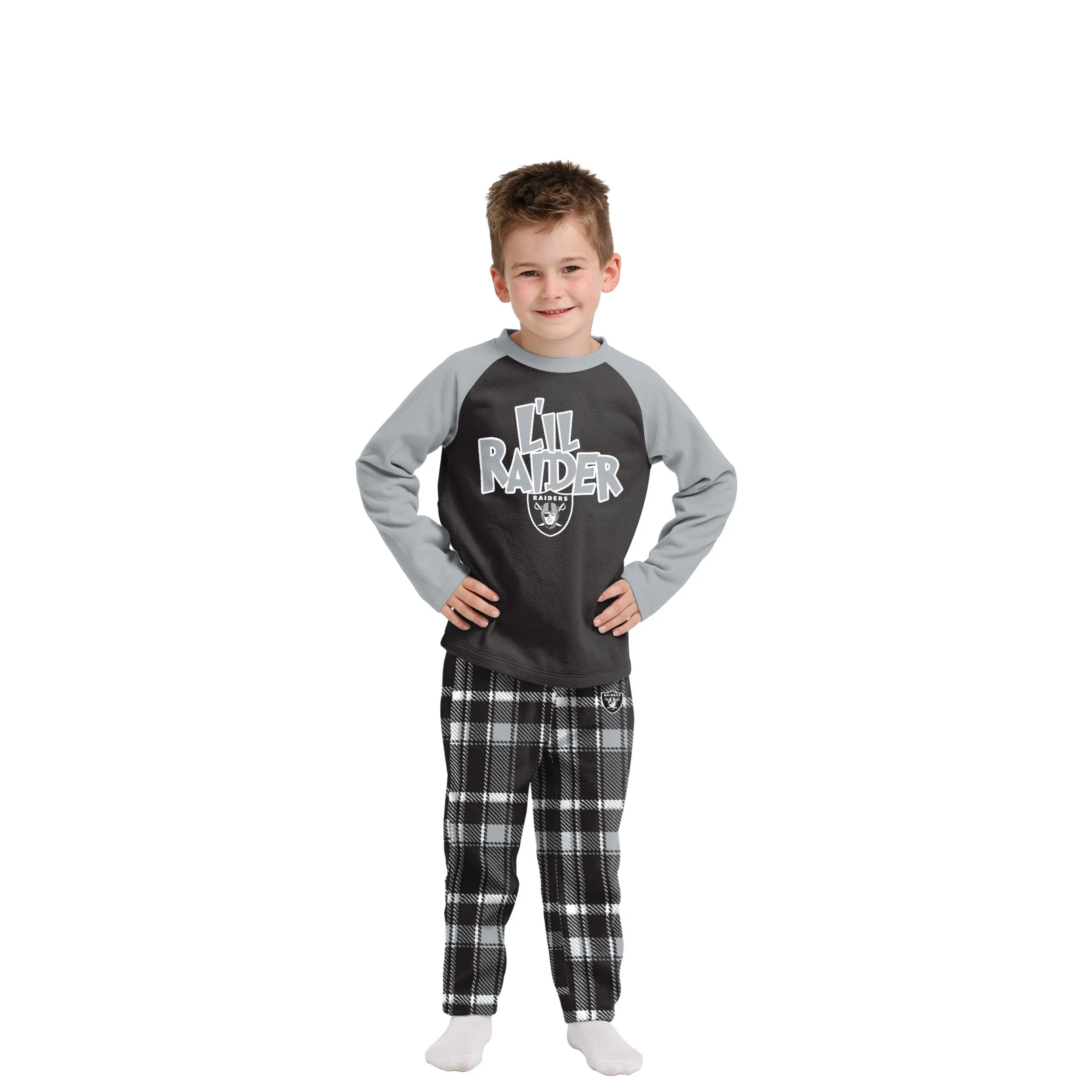 Las Vegas Raiders NFL Plaid Family Holiday Pajamas