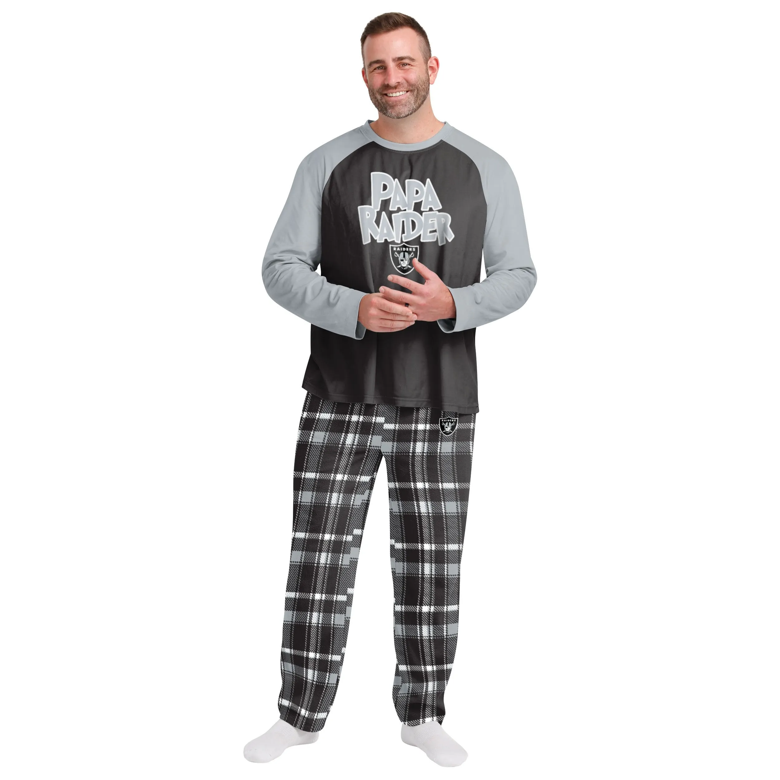 Las Vegas Raiders NFL Plaid Family Holiday Pajamas
