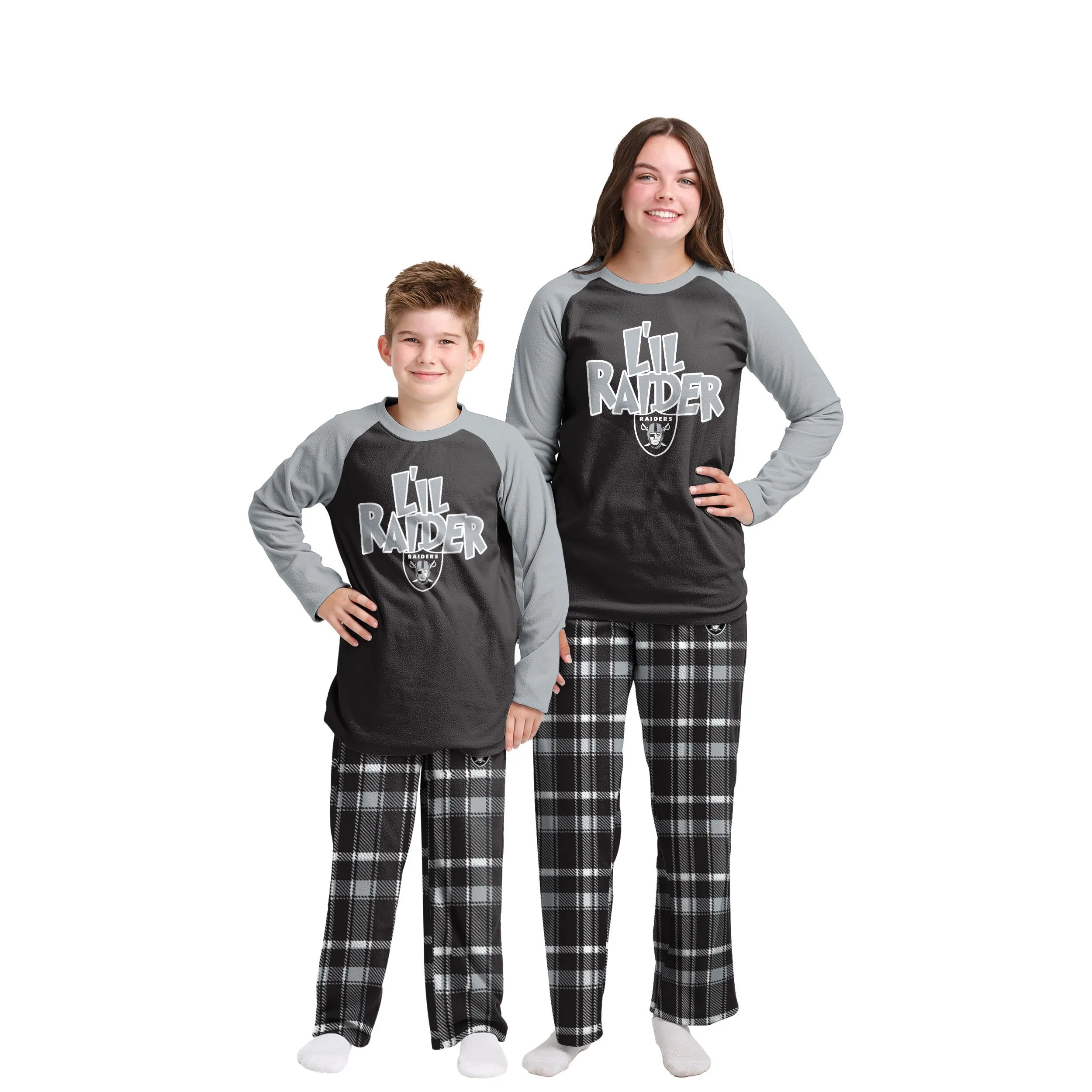 Las Vegas Raiders NFL Plaid Family Holiday Pajamas