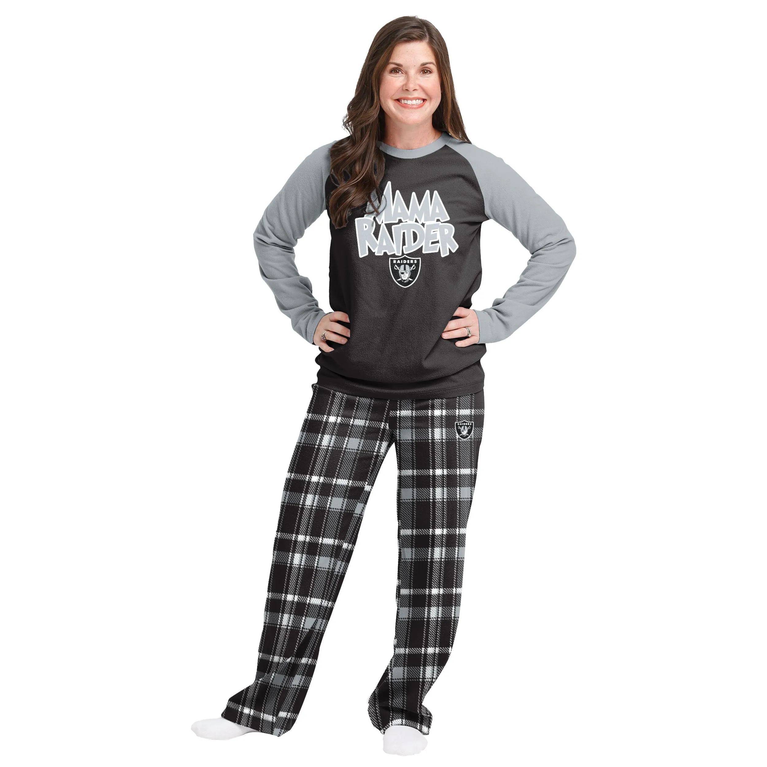 Las Vegas Raiders NFL Plaid Family Holiday Pajamas