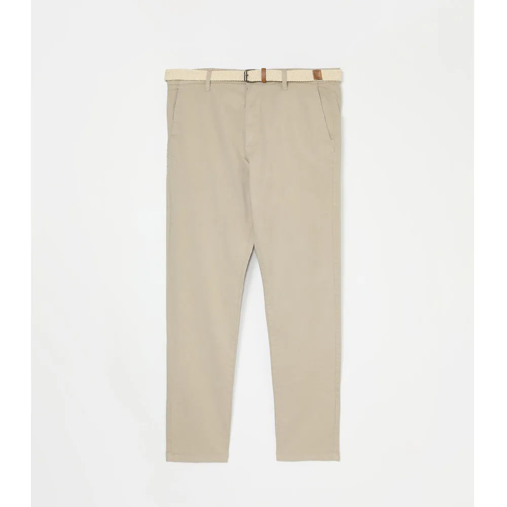 Lefties- Chinos With Braided Belt- Ecru