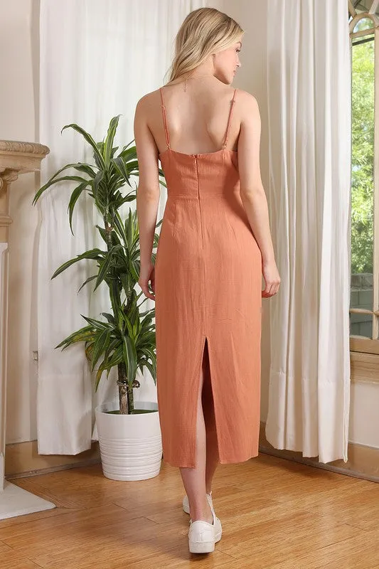 Lilou Keyhole Tie Midi Slip Dress