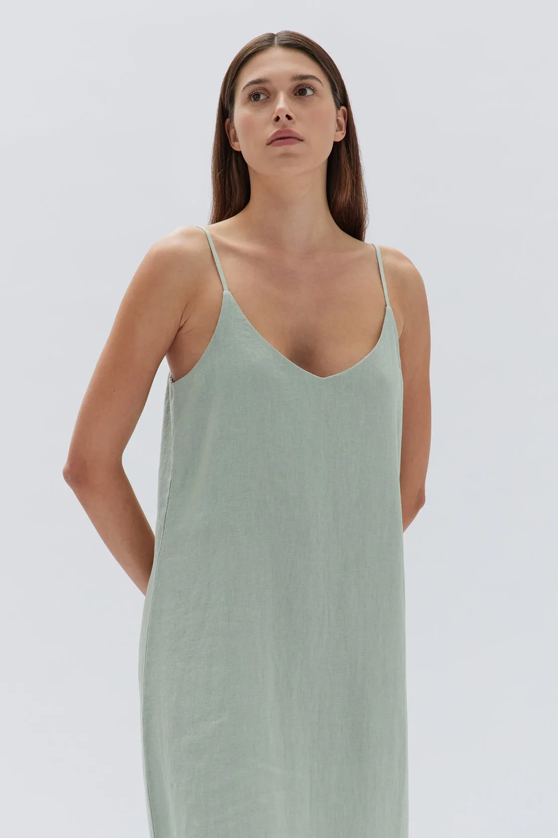 Linen Nettle Midi Slip Dress