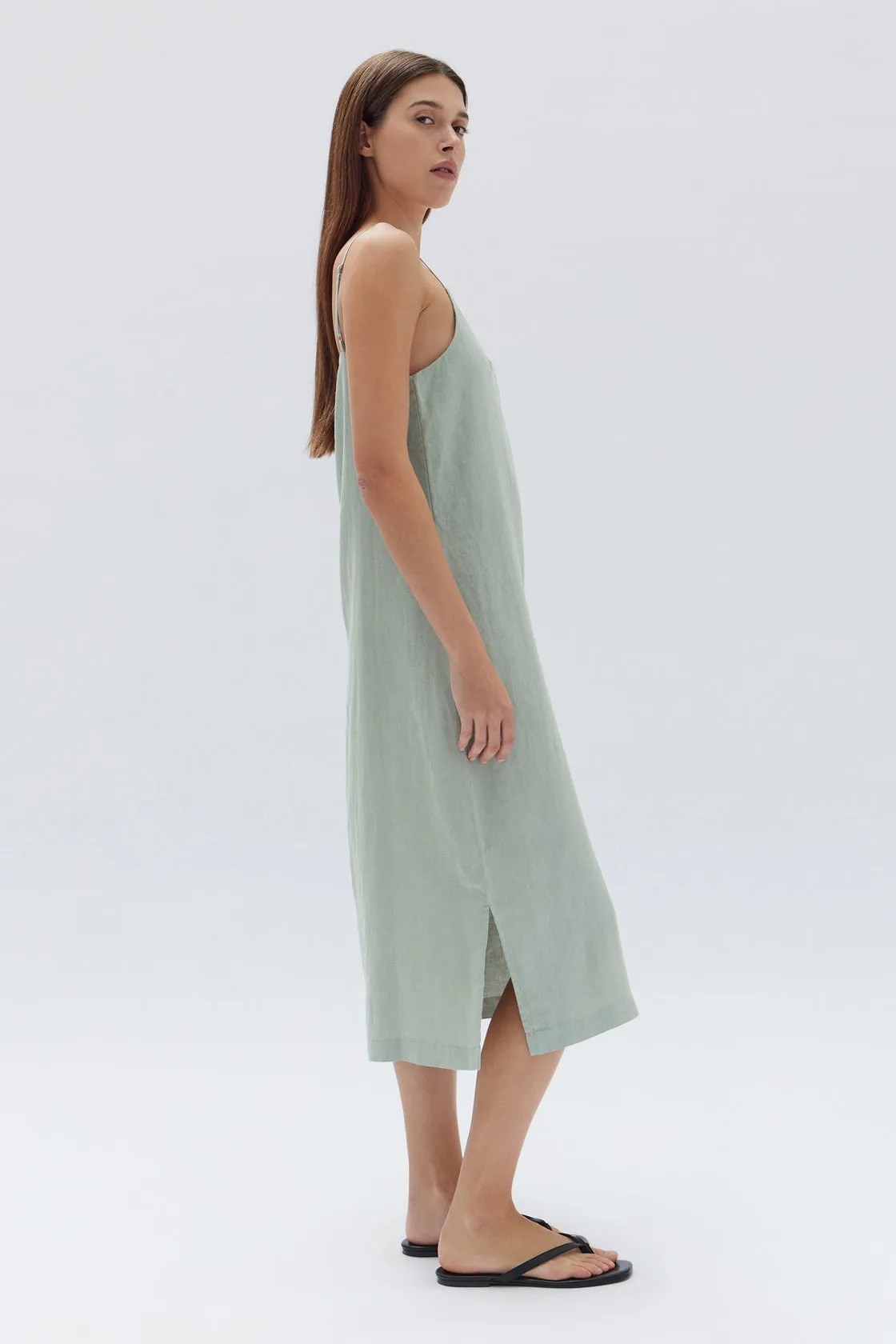 Linen Nettle Midi Slip Dress