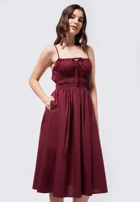 Linen Slip Dress with Smocked Waist