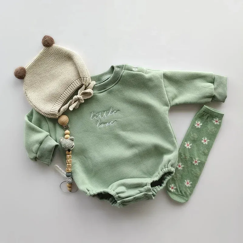 Little Love Embroidered  Baby Sweater Romper