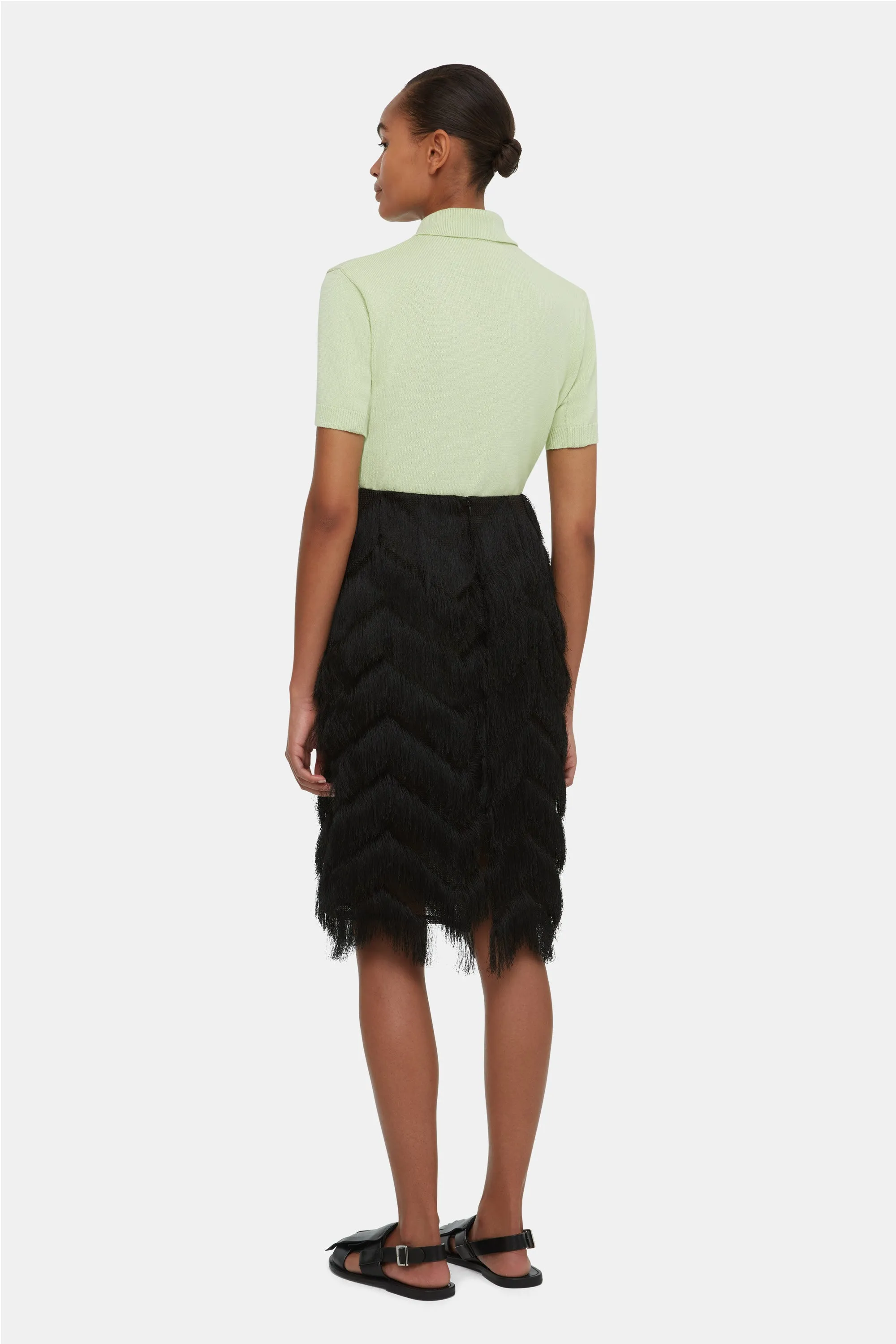 Lorelei Skirt In Black Zig Zag Fringe