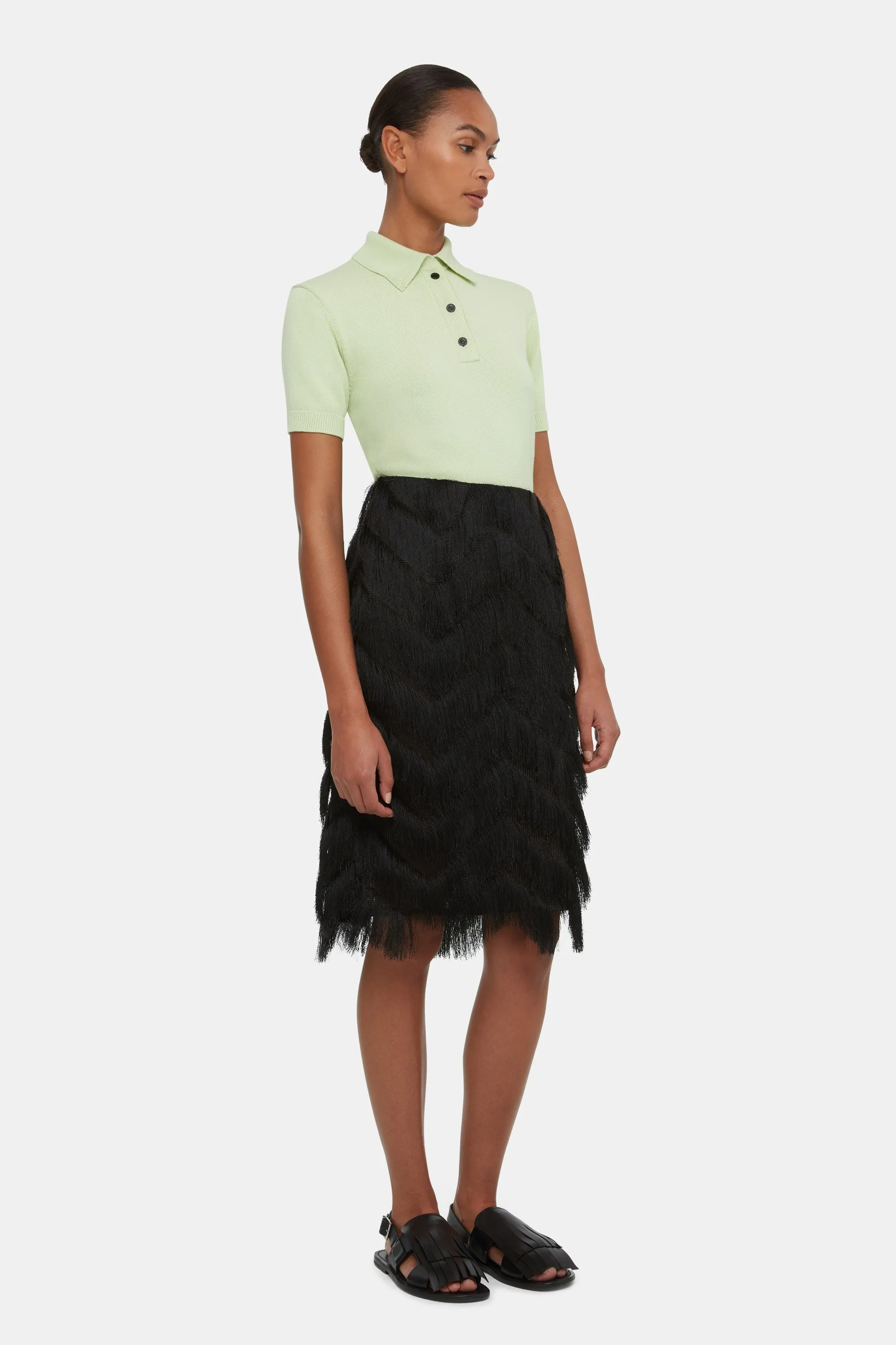 Lorelei Skirt In Black Zig Zag Fringe