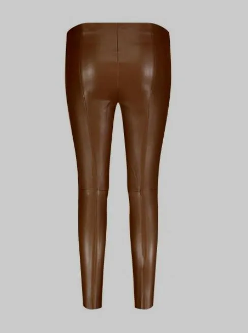 Mac 5978 0454 Faux Leather Pleather Leggings Brown 286