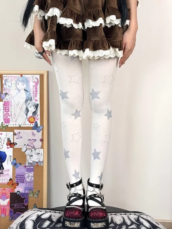 Magic stars girl velvet tights