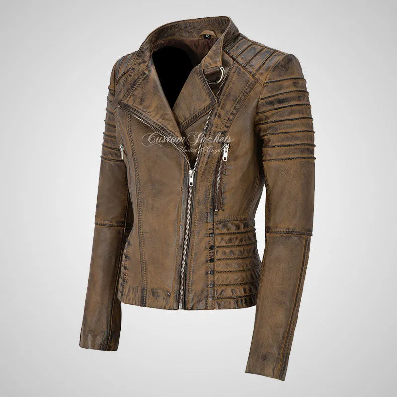 MARIYA Women Leather Biker Jacket Soft Lambskin Leather