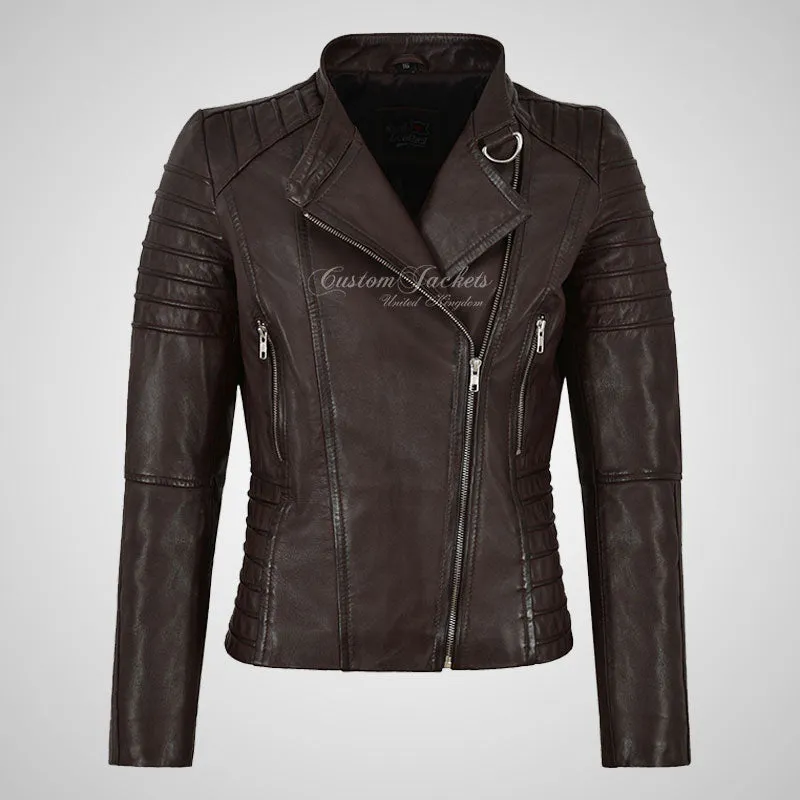 MARIYA Women Leather Biker Jacket Soft Lambskin Leather