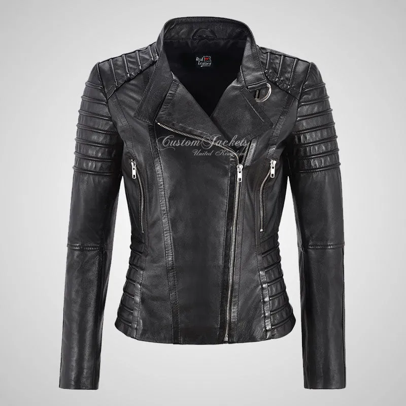 MARIYA Women Leather Biker Jacket Soft Lambskin Leather