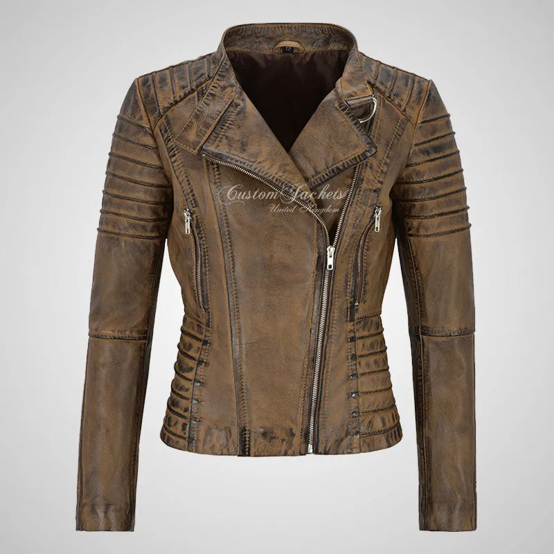 MARIYA Women Leather Biker Jacket Soft Lambskin Leather