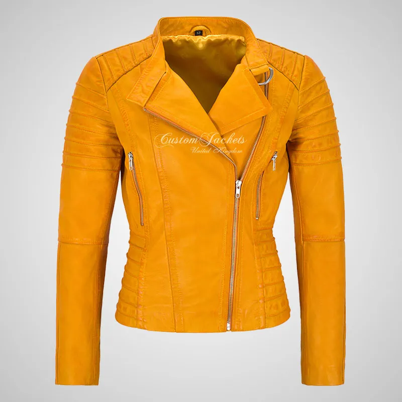 MARIYA Women Leather Biker Jacket Soft Lambskin Leather