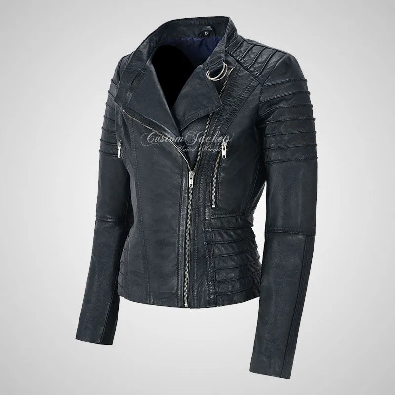 MARIYA Women Leather Biker Jacket Soft Lambskin Leather