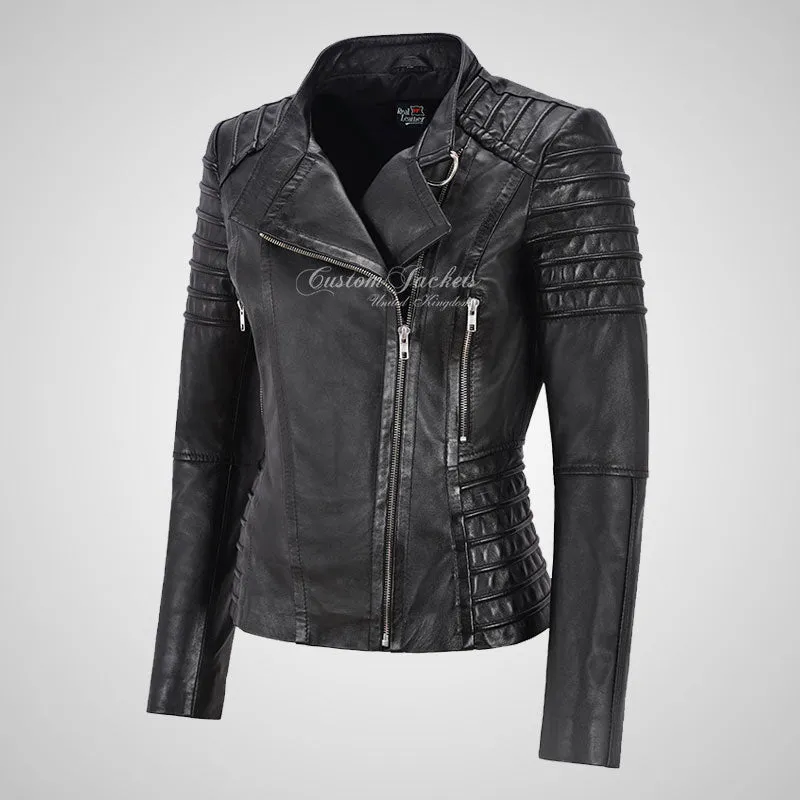 MARIYA Women Leather Biker Jacket Soft Lambskin Leather
