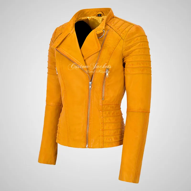 MARIYA Women Leather Biker Jacket Soft Lambskin Leather