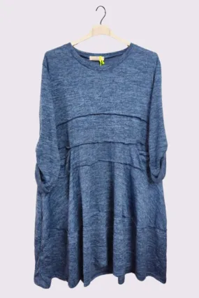 Marl Pattern Tiered Pocket Dress