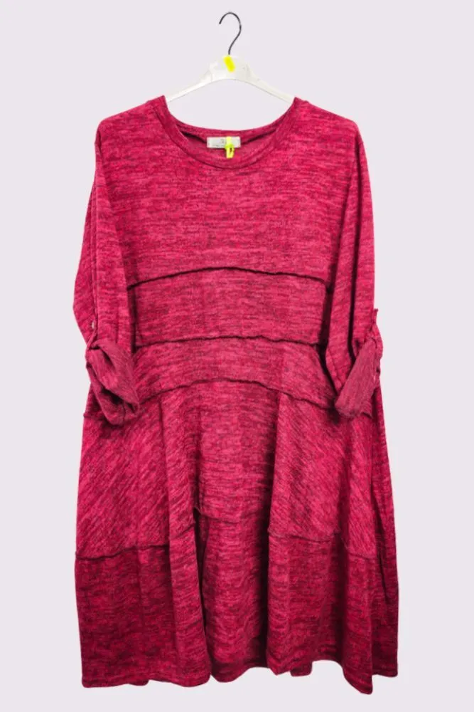 Marl Pattern Tiered Pocket Dress