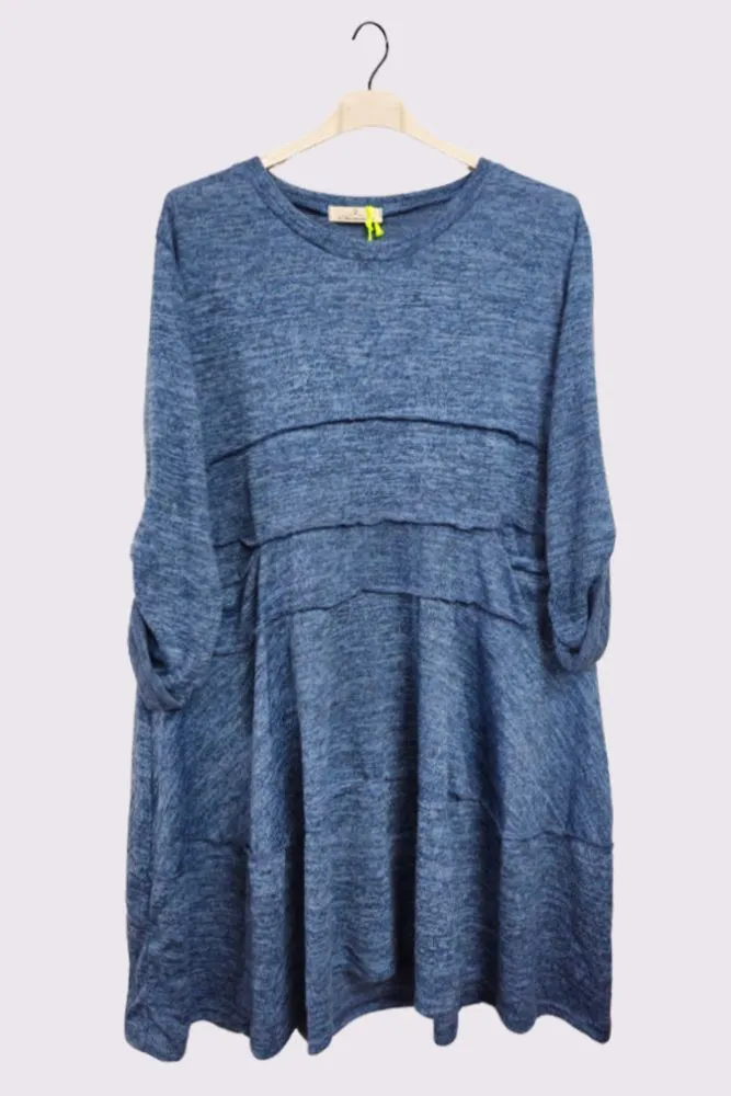 Marl Pattern Tiered Pocket Dress