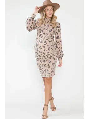 Maternity Leopard Bodycon Midi Dress