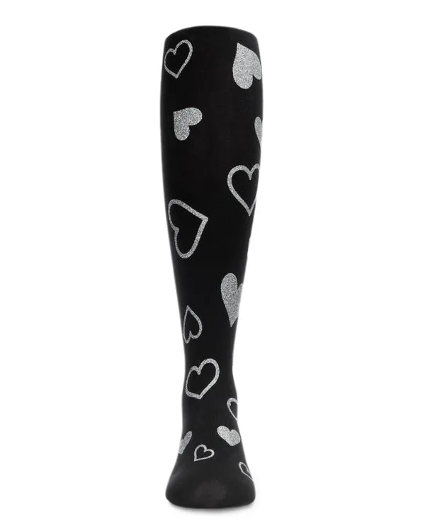 Memoi Sparkling Heart Tights Black