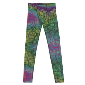Men's Leggings, Rainbow Snakeskin, Wrestling Tights, Printed Leggings, Yoga Leggings, Rave, Festival Pants, Gym Leggings