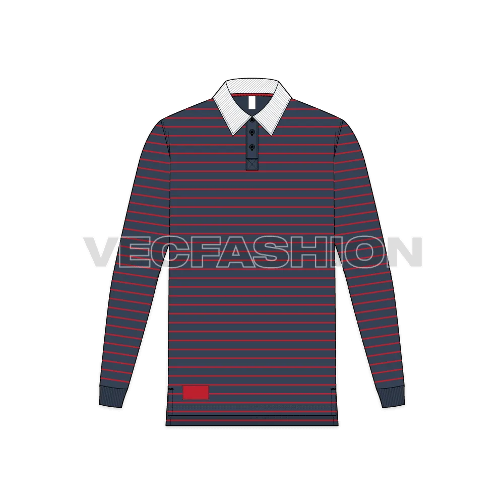 Mens Rugby Collar Shirt with Pin Stripes