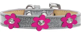 Metallic Flower Ice Cream Collar Silver With Metallic Pink Flowers Size 14