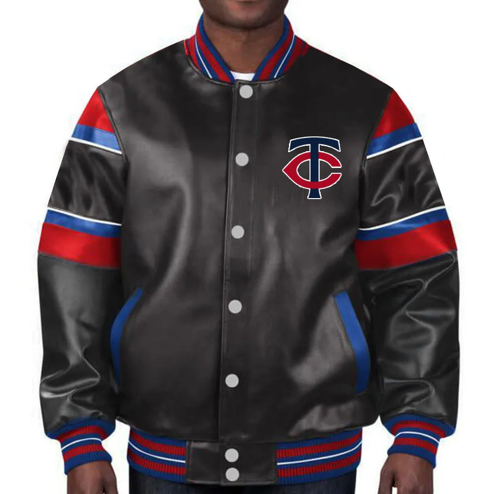 MLB Minnesota Twins Leather Jacket For Men and Women
