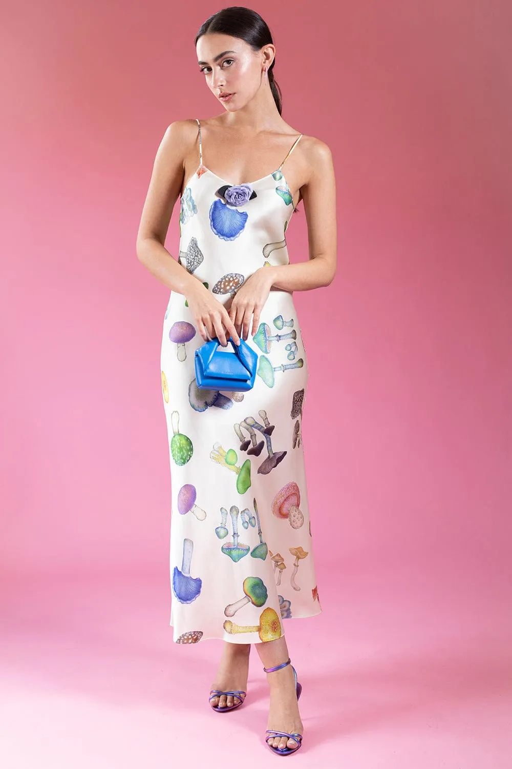 Mushroom Silk Slip Dress